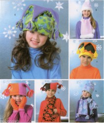 4306 BUTTERICK BOYS, GIRLS FLEECE HATS, MITTENS, SCARVES PATTERN S-LG